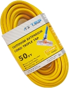 12 Gauge 50 Ft. Triple Tap SJTW Yellow Cord