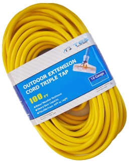 10 Gauge 100 Ft. Triple Tap SJTW Yellow Cord